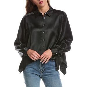 Cinq À Sept Womens  Georgia Satin Stripe Gasira Top, Black
